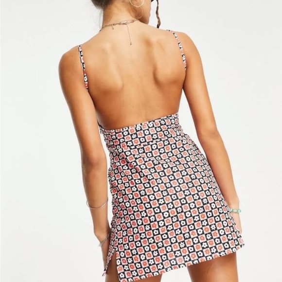 ASOS Backless Floral Mini Dress - Black and Red - Picture 3 of 10
